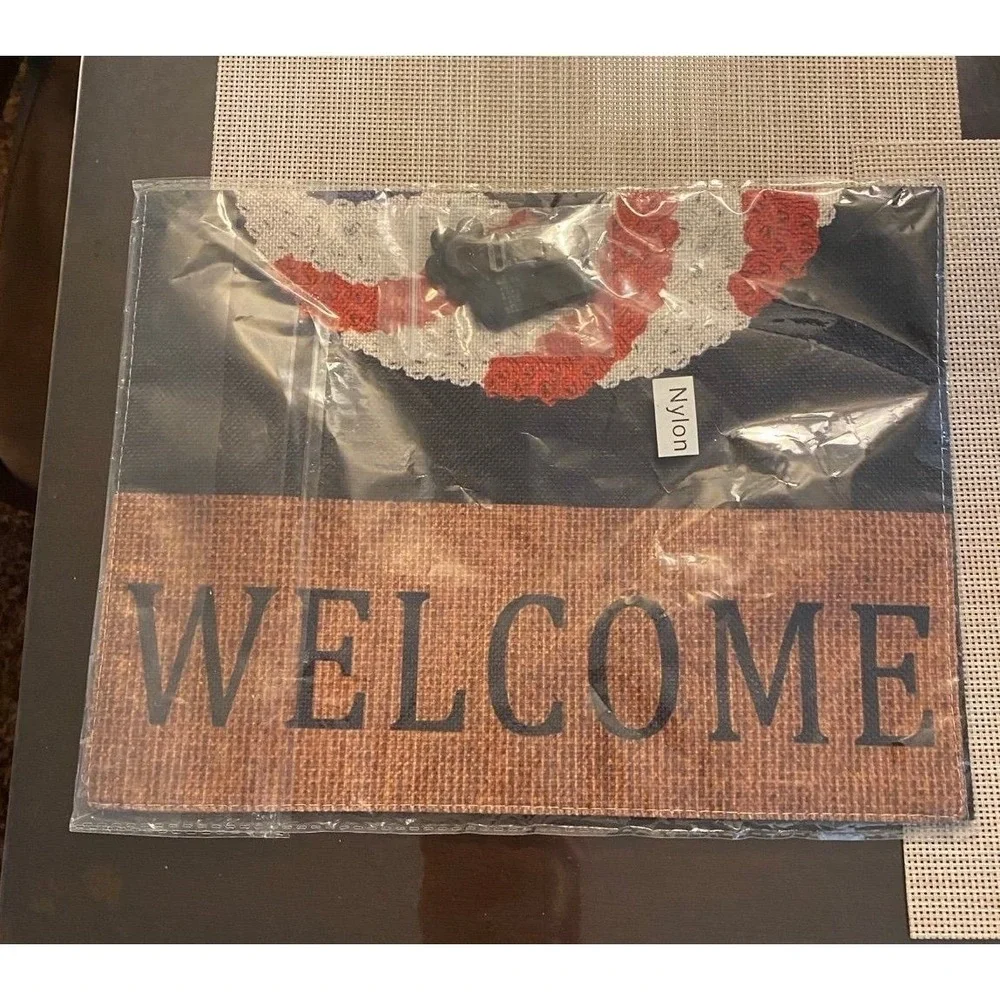 Patriotic Welcome Garden Flag American Flag Wreath 12x18 Nylon Burlap Decor
